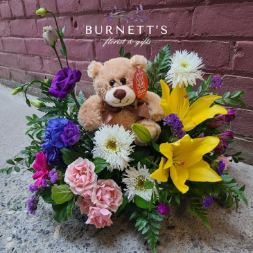 Teddy Bear Garden Arrangement  in Kelowna, BC | Burnett's Florist