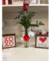 Teddy Bear Rose Single Rose Vase