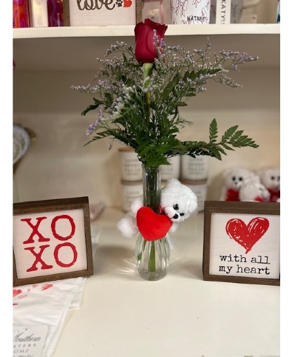 Teddy Bear Rose Single Rose Vase