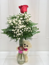 Teddy Bear rose vase 