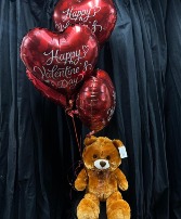 TEDDY BEAR WITH 4 BALLOONS 