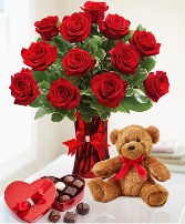 Teddy, Chocolate & Red Roses  in Sedalia, Missouri | State Fair Floral