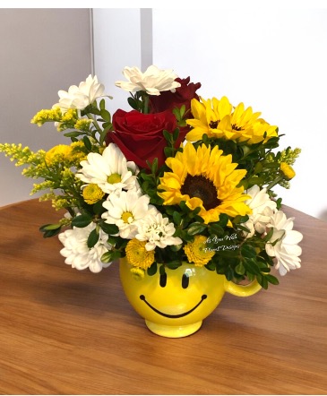 Teleflora Be Happy Mug Arrangement  in Ashland City, TN | As You Wish Floral Designs by Kimberly McCord