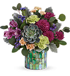 Teleflora Marvelous Mosaic Fresh Flowers in a Keepsake Vase