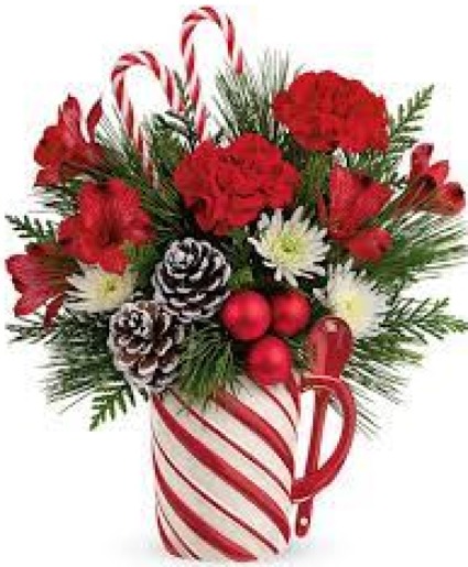 teleflora send a hug candy cane mug bouquet 