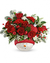 Teleflora Snowman Ornament Arrangement Christmas Arrangement