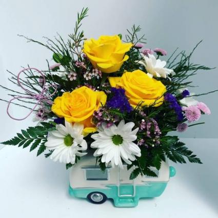 Teleflora Vintage Camper fresh arrangment