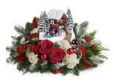 Teleflora's 2018 Thomas Kinkade Snowfall Dreams Fresh Christmas Arrangement