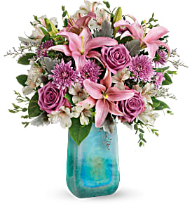 Teleflora's Art Glass Treasure Fresh Flowers in a Keepsake Vase
