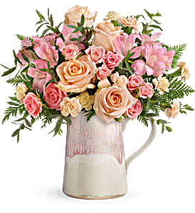 Teleflora's Artisanal Blush Bouquet Fresh Arrangement in a Keepsake Container