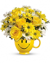 Teleflora's Be Happy® Bouquet with Roses Fresh Arrangement