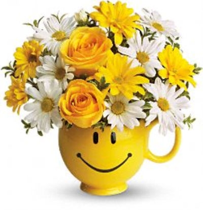 Teleflora's Be Happy Mug Everyday Floral Arrangment