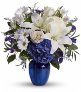 Beautiful in Blue Fresh Arrangement