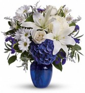 Teleflora's Beautiful In Blue Vased Arrangement