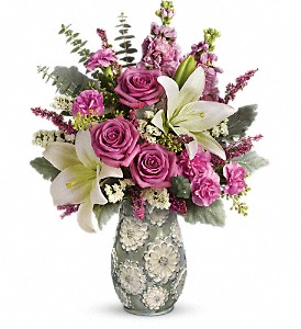   BLOOMING SPRING BOUQUET UN USUAL SHEEN STYLE VASE