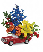Teleflora's Bold Ford Mustang Keepsake Arrangement in Danville, Kentucky | Lavender Blooms Florist & Gifts LLC