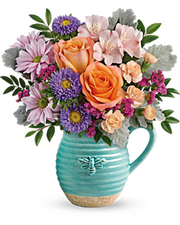 Teleflora's Busy Bee Pitcher Fresh Arrangement