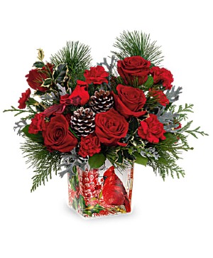Teleflora's Cardinal Cheer Bouquet Christmas