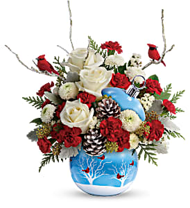 Teleflora's Cardinals In The Snow Ornament Christmas Flowers