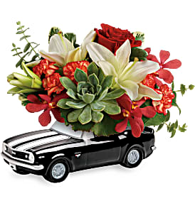 Teleflora's Chevy Camaro Blooming Bouquet Fresh Flower and Succulent