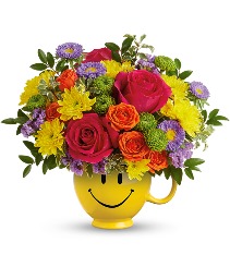 Teleflora's Choose Happy Bouquet Mug Flower Arrangement