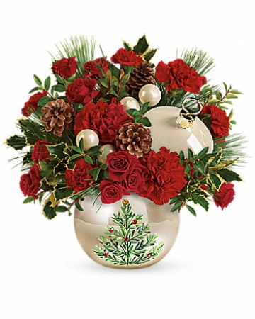 Teleflora's Classic Pearl Ornament Christmas arrangement