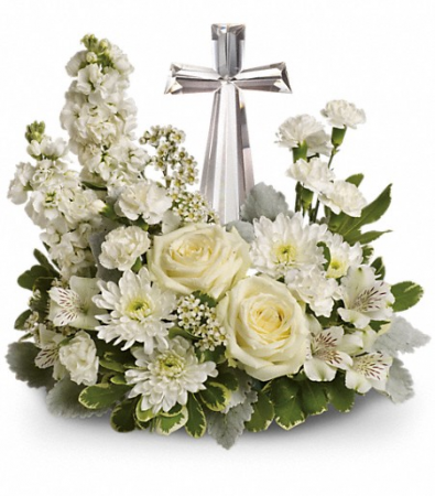 Divine Peace Crystal Cross Sympathy Arrangement