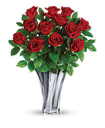 Teleflora's Flawless Romance A Dozen Roses in a Teleflora Collectable Vase