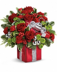 Teleflora's Gift Wrapped Bouquet Holiday Arrangement