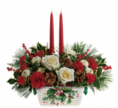 Teleflora's Halls of Holly Centerpiece Christmas arrangement