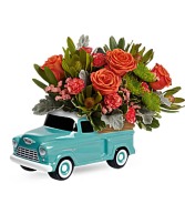 Teleflora's Keep Trucking Chevy Bouquet Fresh Arrangement in a Teleflora Keepsake