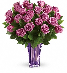 Teleflora's Lavender Splendor Bouquet 24 Fresh Lavender Roses in a Collectible Vase