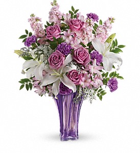 Teleflora's Lavished in Lilies Beautiful Lavender Glass Vase With Fresh Flowers in Auburndale, FL | The House of Flowers Teleflora's Lavished in Lilies Beautiful Lavender Glass Vase With Fresh Flowers in Auburndale, FL | The House of Flowers