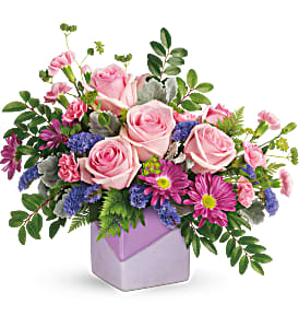 Teleflora's Love Squared PM Fresh Arrangement in a Keepsake Container