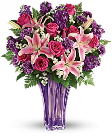 Luxurious Lavender  Glass Vase arrangement
