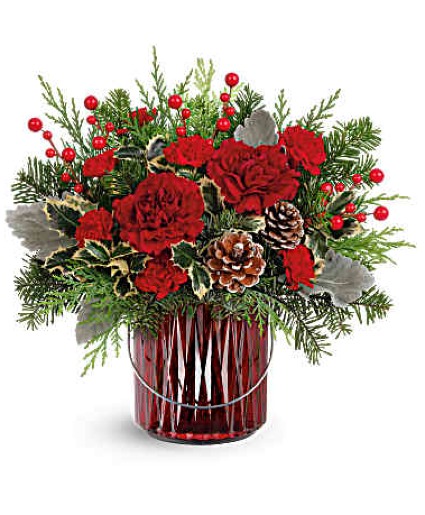 Teleflora's Merry Glow Bouquet Fresh Arrangement with a Teleflora Keepsake