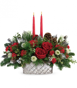 Teleflora's Merry Mercury Centerpiece Christmas Arrangement in Rossville, GA | Ensign The Florist Teleflora's Merry Mercury Centerpiece Christmas Arrangement in Rossville, GA | Ensign The Florist