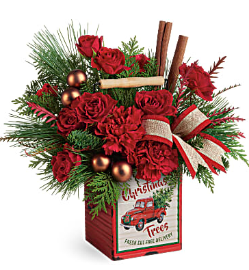 Teleflora's Merry Vintage Christmas Distressed metal cube