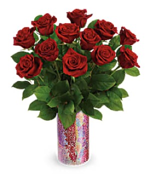 Teleflora's Modern 12  Rose Bouquet DX Dozen Roses in a Teleflora Keepsake