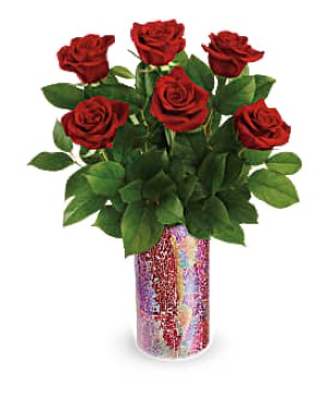 Teleflora's Modern 6 Roses Half Dozen Red Roses in a Teleflora Keepsake