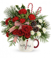 Teleflora's North Pole Cafe Mug Fresh Arrangement