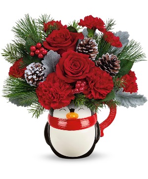 Teleflora's North Pole Penguin Mug Arrangement