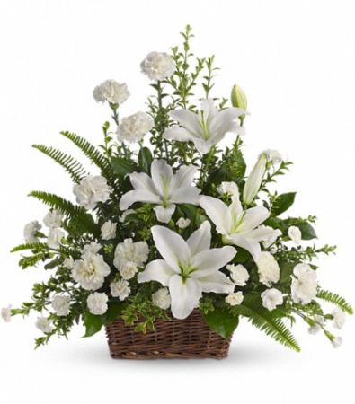 Peaceful White Lilies Sympathy Arrangement