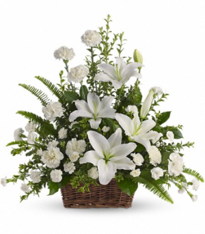 Peaceful White Lilies Sympathy Arrangement in Middletown, IN | The Flower Girl Peaceful White Lilies Sympathy Arrangement in Middletown, IN | The Flower Girl