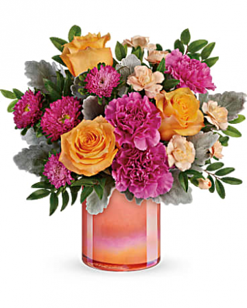Teleflora's Perfect Spring Peach vase arrangement