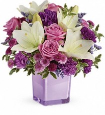 Teleflora's Pleasing Purple Cube Arrangement 