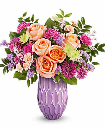 Teleflora's Pretty Glow Fresh Arrangement in a Teleflora Keepsake