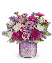 Teleflora's Radiant Reverie Cylinder Bouquet Fresh Arrangement in a Teleflora Keepsake