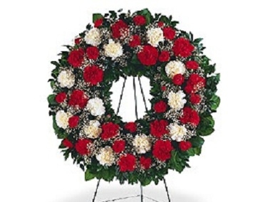 Teleflora's Red & White Carnations Wreath #14