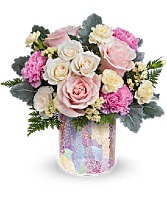 Teleflora's Rosy Quartz Bouquet Fresh Arrangement in a Teleflora Keepsake